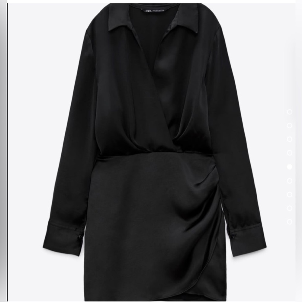 Zara Black Satin Effect Mini Dress